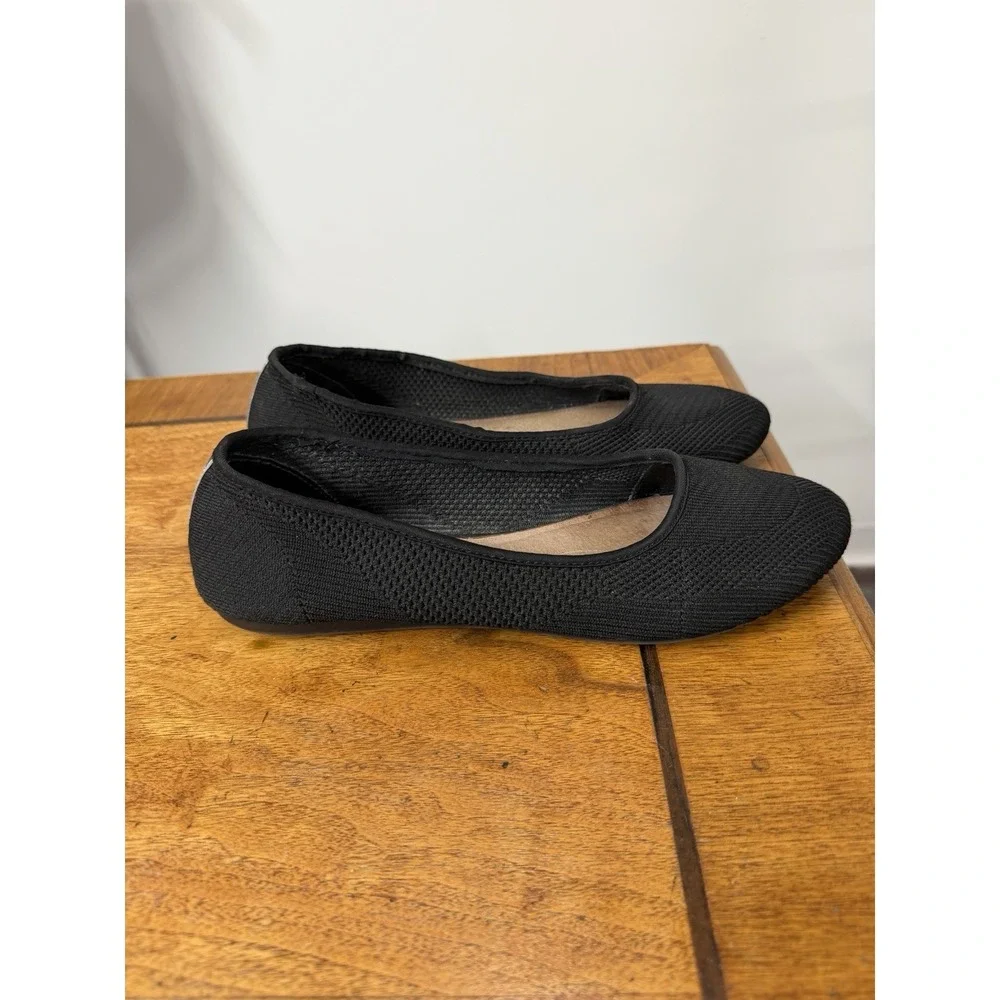STEVEN New York Women's 9.5 Knit Ballet Flats Round Toe Black Shoes Slip On